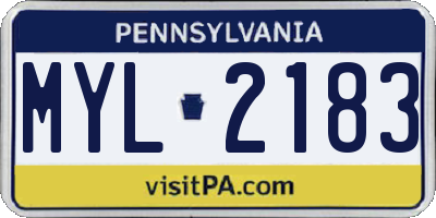 PA license plate MYL2183