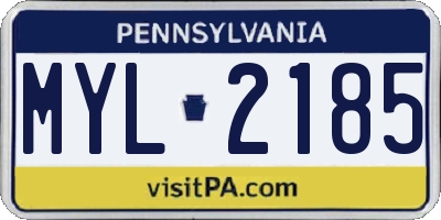 PA license plate MYL2185