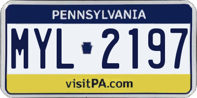 PA license plate MYL2197