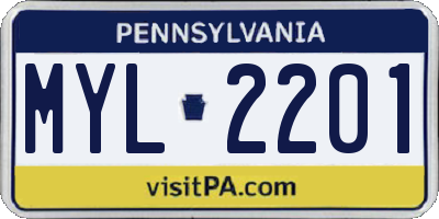 PA license plate MYL2201