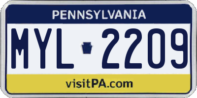 PA license plate MYL2209