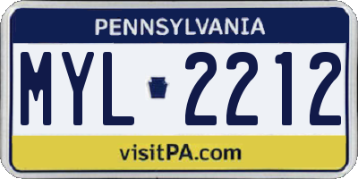 PA license plate MYL2212
