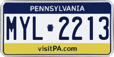 PA license plate MYL2213