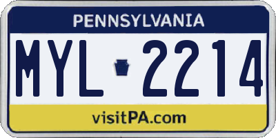 PA license plate MYL2214