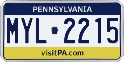 PA license plate MYL2215