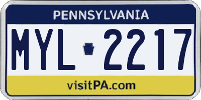PA license plate MYL2217