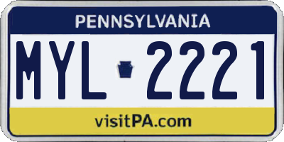 PA license plate MYL2221
