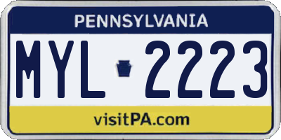 PA license plate MYL2223