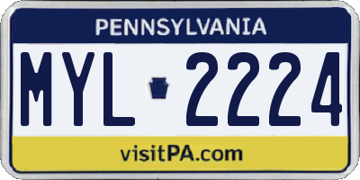 PA license plate MYL2224