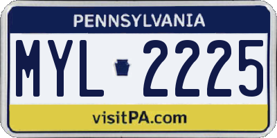 PA license plate MYL2225