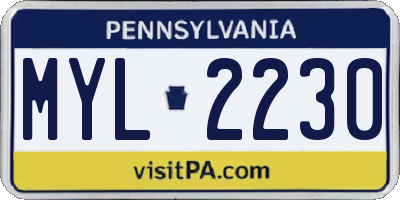 PA license plate MYL2230