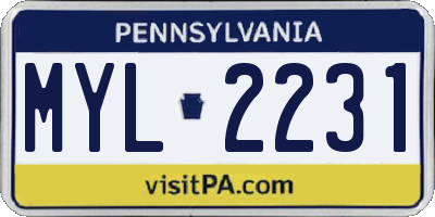 PA license plate MYL2231