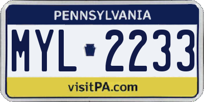 PA license plate MYL2233