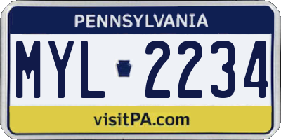 PA license plate MYL2234