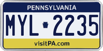 PA license plate MYL2235