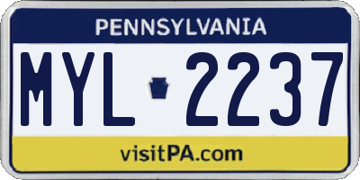 PA license plate MYL2237