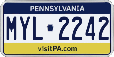 PA license plate MYL2242