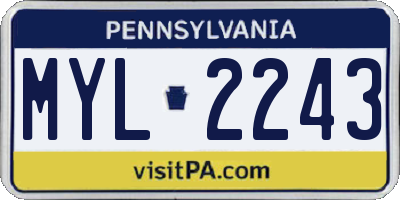 PA license plate MYL2243