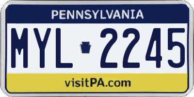 PA license plate MYL2245