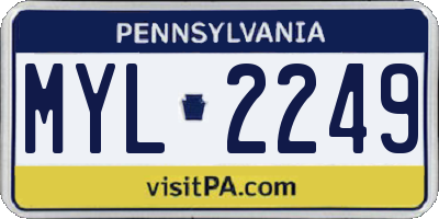 PA license plate MYL2249