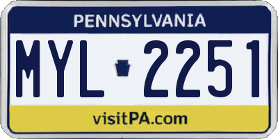 PA license plate MYL2251