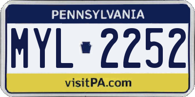 PA license plate MYL2252
