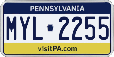 PA license plate MYL2255