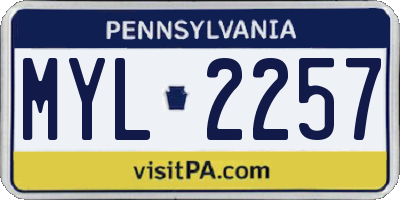 PA license plate MYL2257