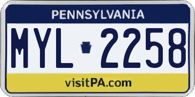 PA license plate MYL2258