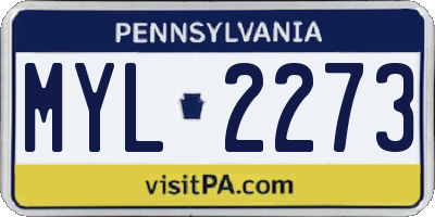 PA license plate MYL2273