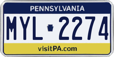PA license plate MYL2274