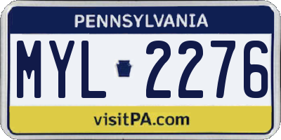 PA license plate MYL2276