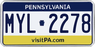 PA license plate MYL2278