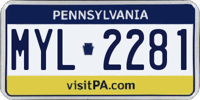 PA license plate MYL2281