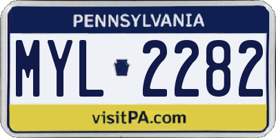 PA license plate MYL2282