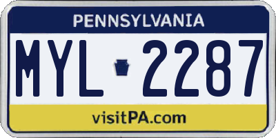 PA license plate MYL2287