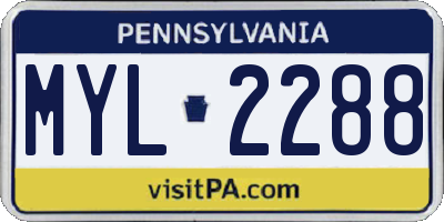 PA license plate MYL2288