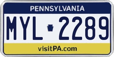 PA license plate MYL2289