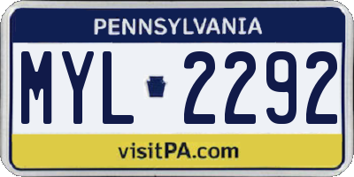 PA license plate MYL2292