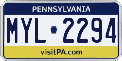 PA license plate MYL2294