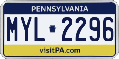 PA license plate MYL2296