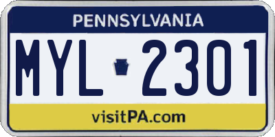PA license plate MYL2301