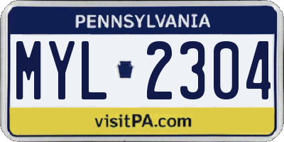 PA license plate MYL2304
