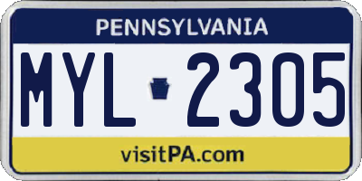 PA license plate MYL2305