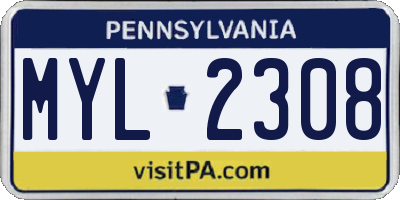 PA license plate MYL2308