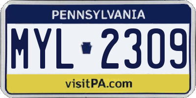 PA license plate MYL2309