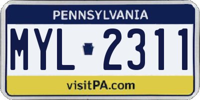 PA license plate MYL2311