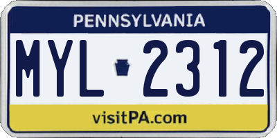 PA license plate MYL2312