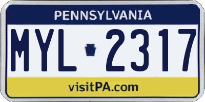 PA license plate MYL2317