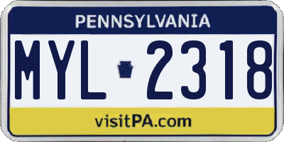 PA license plate MYL2318